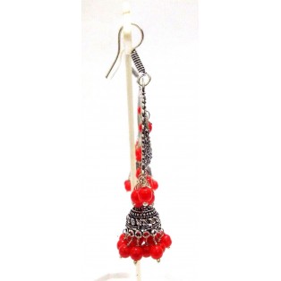 Silver Oxidized Earring Jhumka Jhumki Imitation Ethnic Jewelry Long Dangle AE17